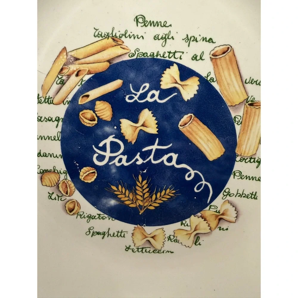 Vintage Italian Ceramic La Pasta Serving Bowl‎ Made in Italy Blue White 12 Inch